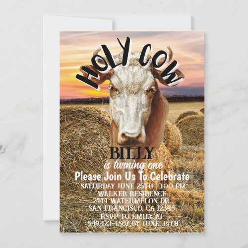 Holy Cow Boy Is Turning One Birthday Card