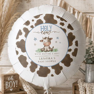 Holy Cow Brown Cow Print Baby Shower Balloon