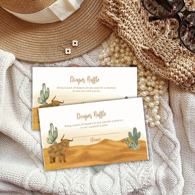 Holy Cow Cactus Desert Diaper Raffle Baby Shower  Enclosure Card (Holy Cow Cactus Desert Diaper Raffle Baby Shower Enclosure Card)