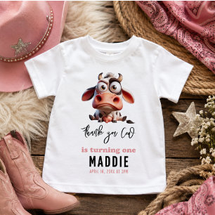 Holy Cow Caricatures I’m One Cowgirl 1st Birthday Baby T-Shirt