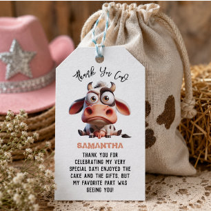 Holy Cow Caricatures I’m One Cowgirl 1st Birthday  Gift Tags