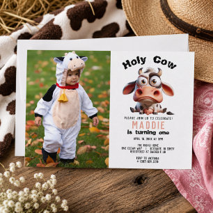 Holy Cow Caricatures I’m One Cowgirl 1st Birthday  Invitation