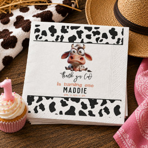 Holy Cow Caricatures I’m One Cowgirl 1st Birthday Napkins