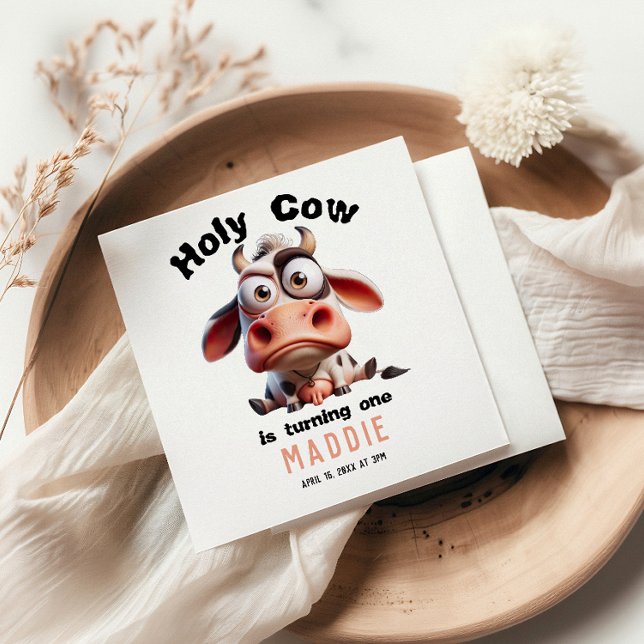 Holy Cow Caricatures I’m One Cowgirl 1st Birthday  Napkins (Creator Uploaded)