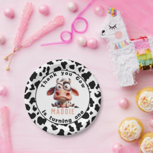 Holy Cow Caricatures I’m One Cowgirl 1st Birthday  Paper Plates