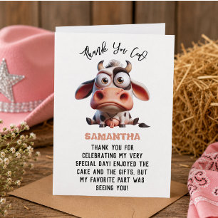Holy Cow Caricatures I’m One Cowgirl 1st Birthday Thank You Card