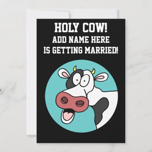 Holy Cow Cartoon Bachelor Party Invitation