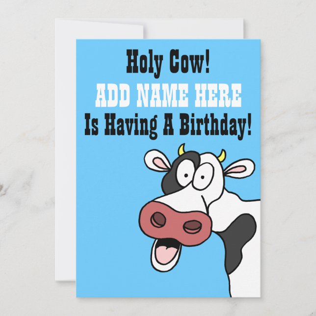 Holy Cow Cartoon Brithday Invite (Front)