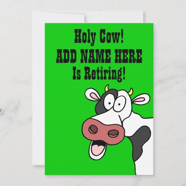 Holy Cow Cartoon Retirement Invite (Front)