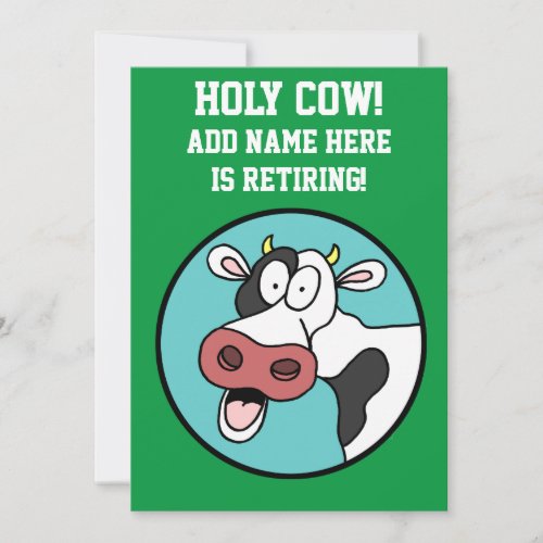 Holy Cow Cartoon Retirement Party Invitation