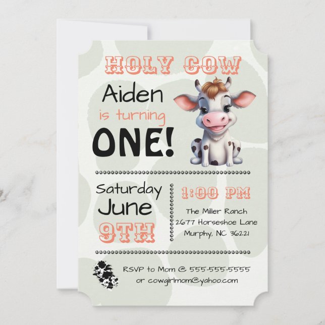 Holy Cow Country Birthday Party Invitation (Front)