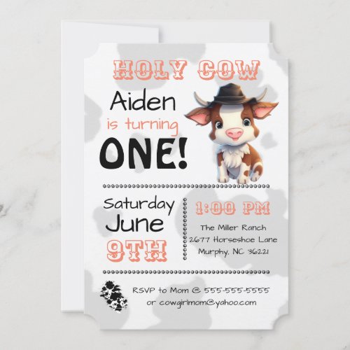 Holy Cow Country Birthday Party Invitation