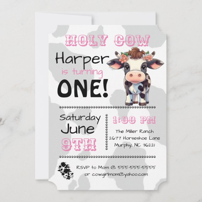 Holy Cow Country Birthday Party Invitation (Front)