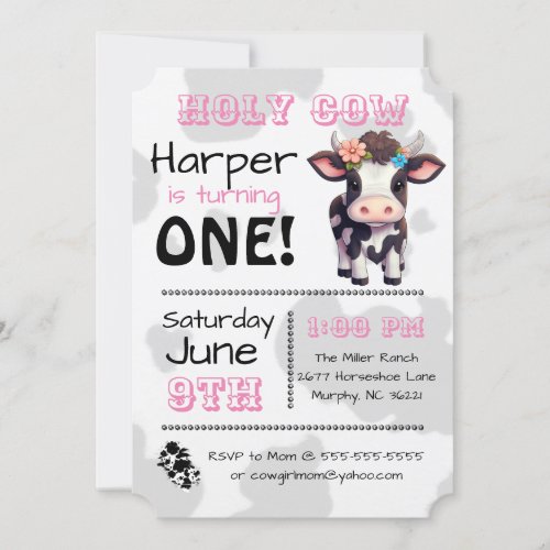 Holy Cow Country Birthday Party Invitation