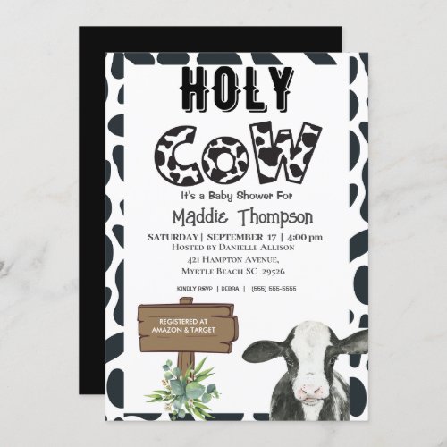   Holy Cow Country Farm Baby Shower Invitation