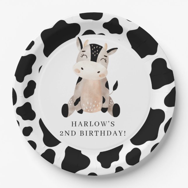 Holy Cow Country Farm Birthday  Paper Plates (Front)