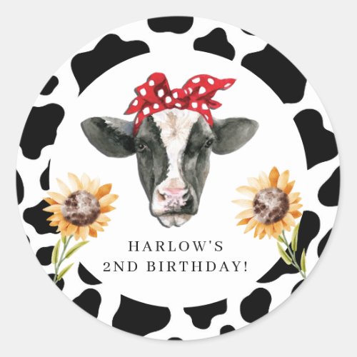 Holy Cow Country Farm Sunflower Birthday  Classic Round Sticker