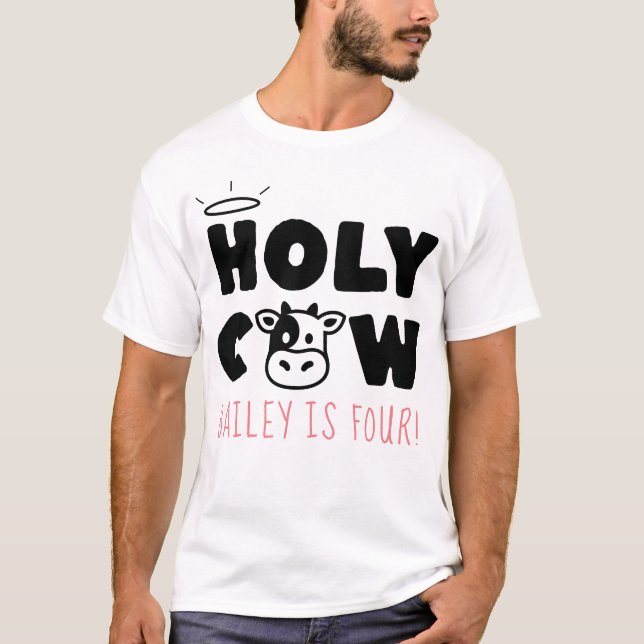 Holy Cow Custom Name & Age Parent Birthday Party  T-Shirt (Front)