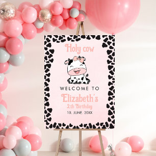 Holy Cow, Cute cow birthday girl Foam Board
