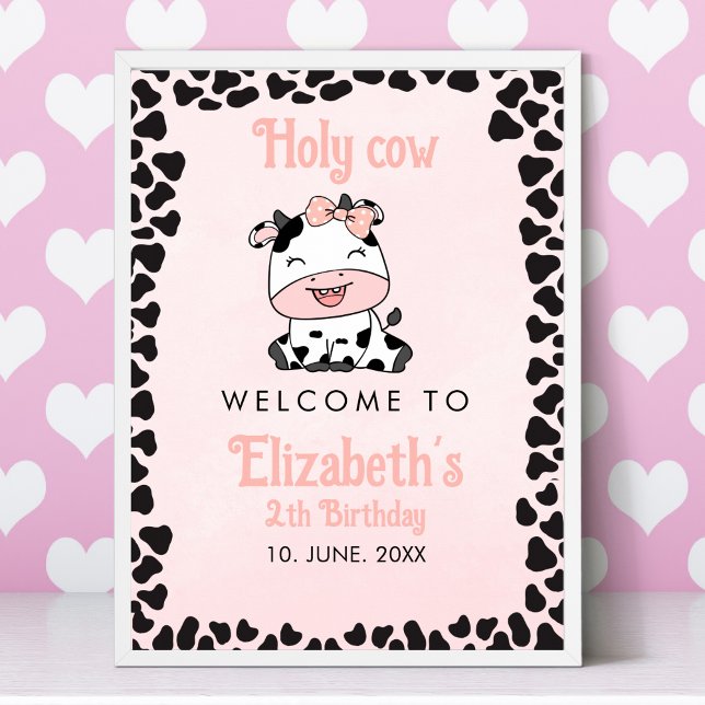 Holy Cow, Cute cow birthday girl Poster (Creator Uploaded)
