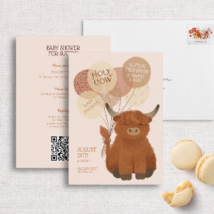 Holy Cow Cute Highlands Cow Baby Shower Invitation