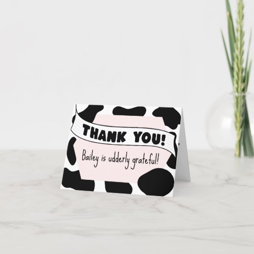 Holy Cow Cute Modern Kids Birthday Party Thank You Card