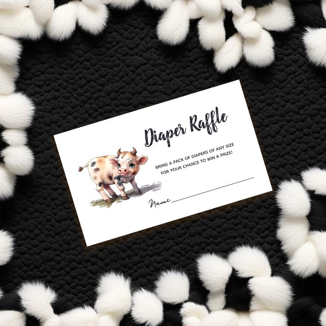 Holy Cow Farm Animal Baby Shower Diaper Raffle  Enclosure Card (Creator Uploaded)