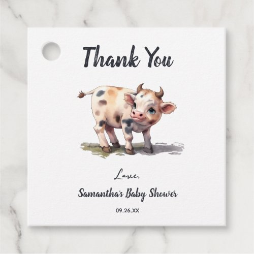 Holy Cow Farm Animal Baby Shower Thank You Favor Tags