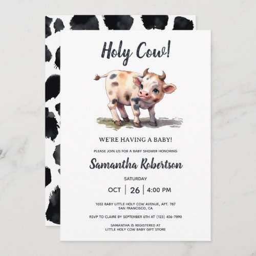 Holy Cow Farm Animal Gender Neutral Baby Shower Invitation