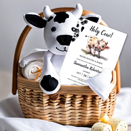 Holy Cow Farm Animal Theme Baby Shower Invitation