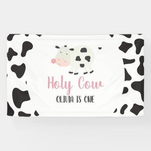 Holy Cow First Birthday Cow Print Banner