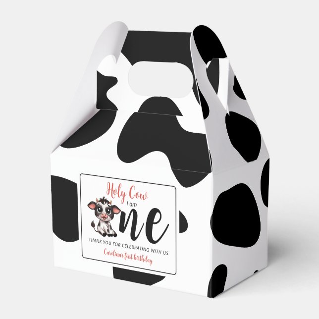 Holy Cow First Birthday Favor Boxes (Front Side)