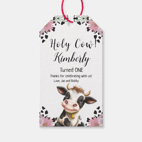 Holy Cow First Birthday Favor  Gift Tags