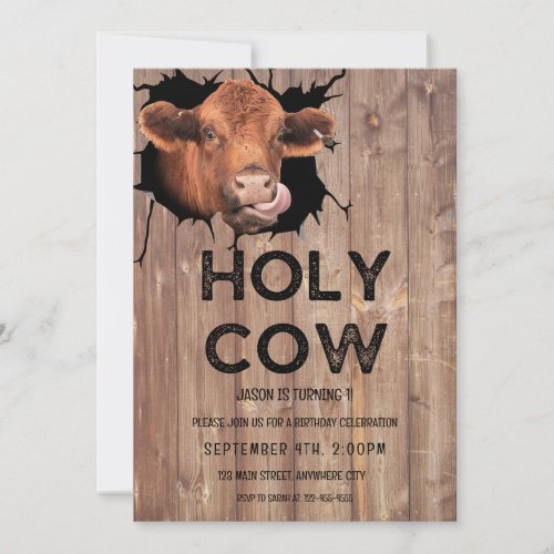 Holy Cow First Birthday Invitation