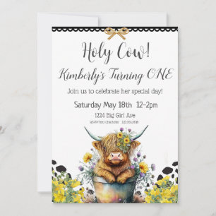 Holy Cow First Birthday   Invitation