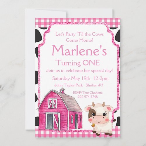 Holy Cow First Birthday   Invitation