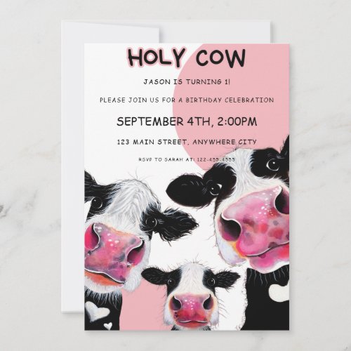Holy Cow First Birthday Invitation
