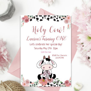 Holy Cow First Birthday   Invitation