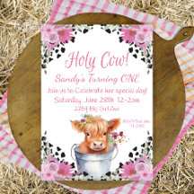 Holy Cow First Birthday Invitation