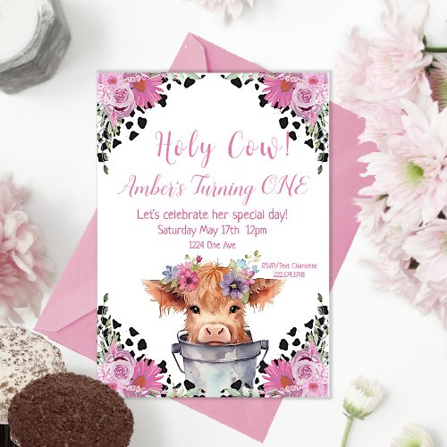 Holy Cow First Birthday   Invitation