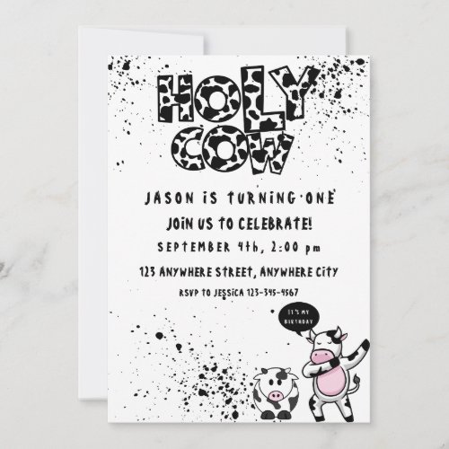 Holy Cow First Birthday Invitation