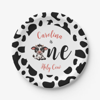 Holy Cow First Birthday Paper Plates