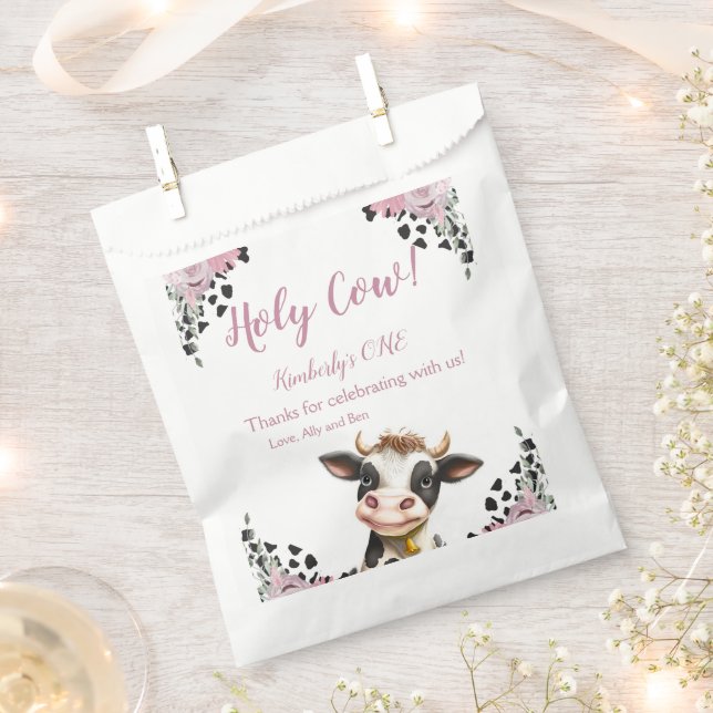 Holy Cow First Birthday , Thank You Favor Bag (Clipped)