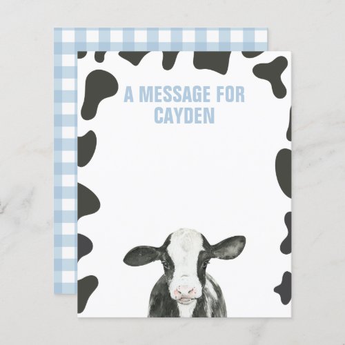 Holy Cow First Birthday Time Capsule Message Card