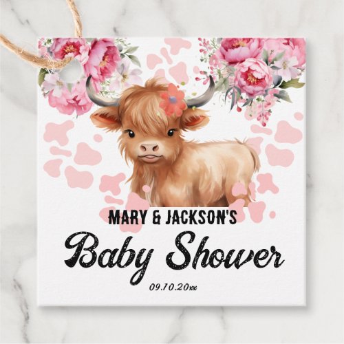 Holy Cow Floral Baby Shower Favor Tags