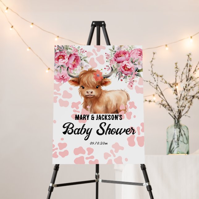 Holy Cow Floral Baby Shower Foam Board (In Situ (Stand))
