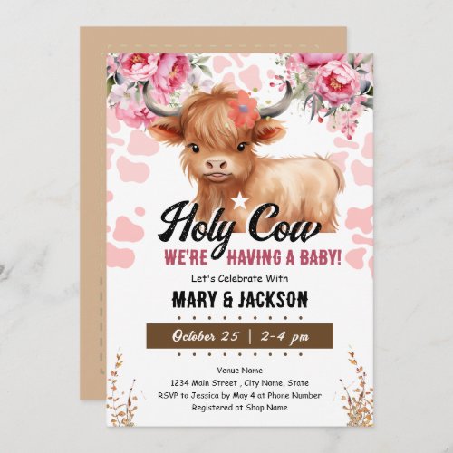 Holy Cow Floral Baby Shower Invitation