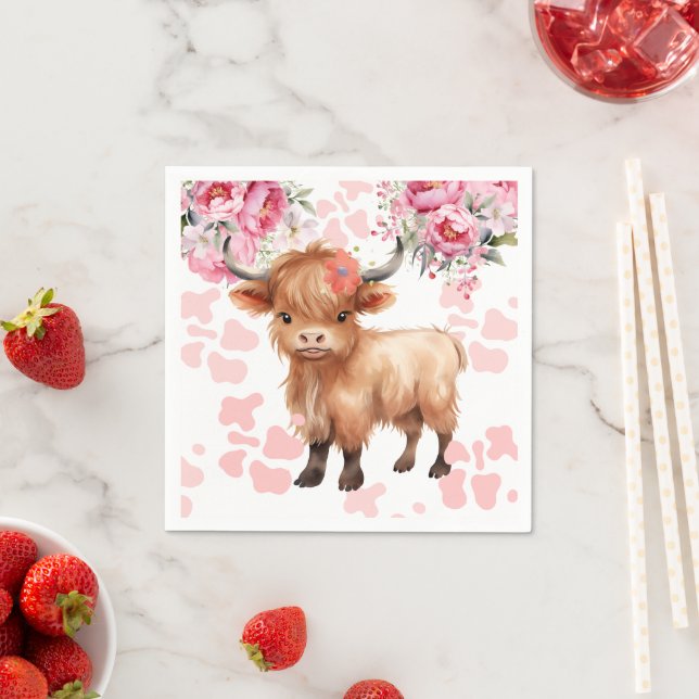 Holy Cow Floral Baby Shower Napkins (Insitu)