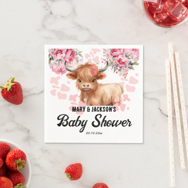 Holy Cow Floral Baby Shower Napkins (Insitu)