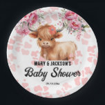Holy Cow Floral Baby Shower Paper Plates<br><div class="desc">elegant western Highland Cow Floral watercolor artwork.  Highland cow babyshower theme. Easy to personalize. Also available as a digital download!</div>